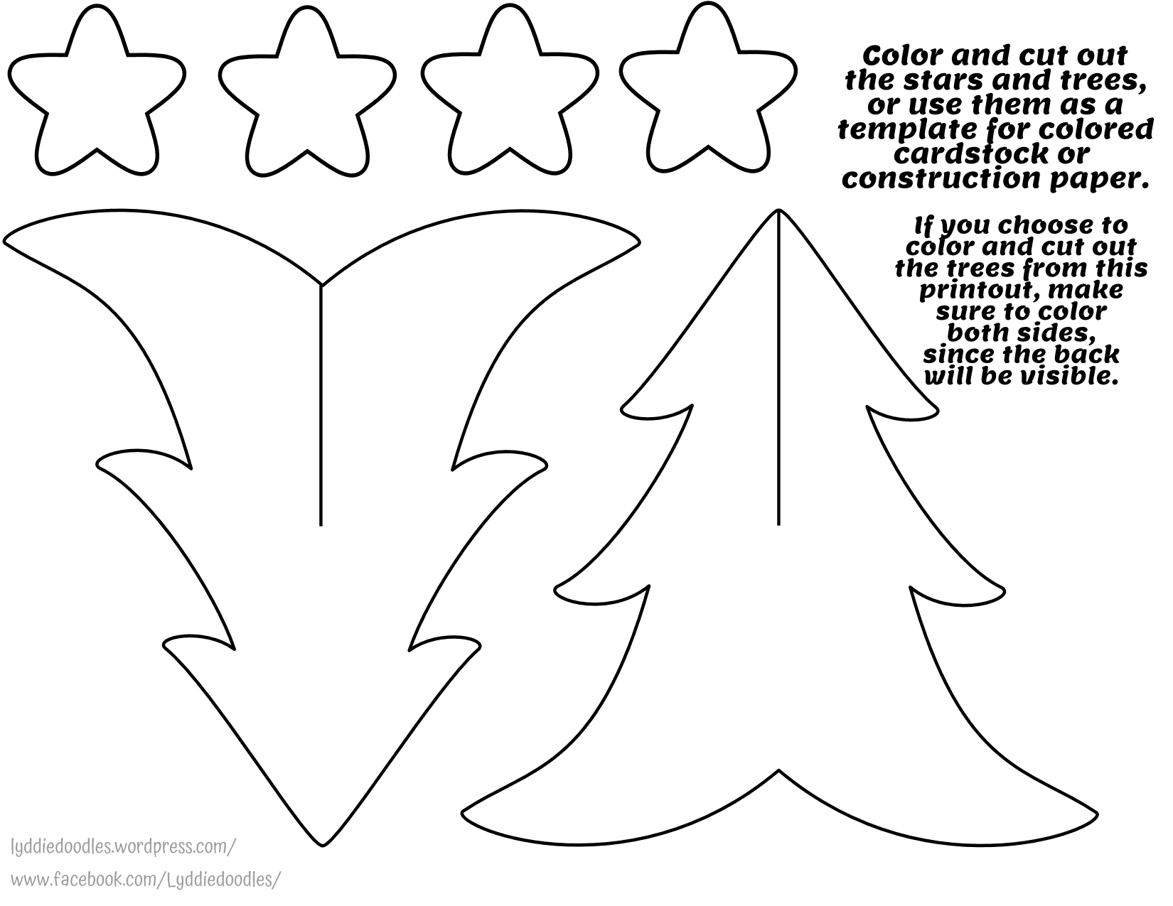 3-D Paper Tree and Stars Template